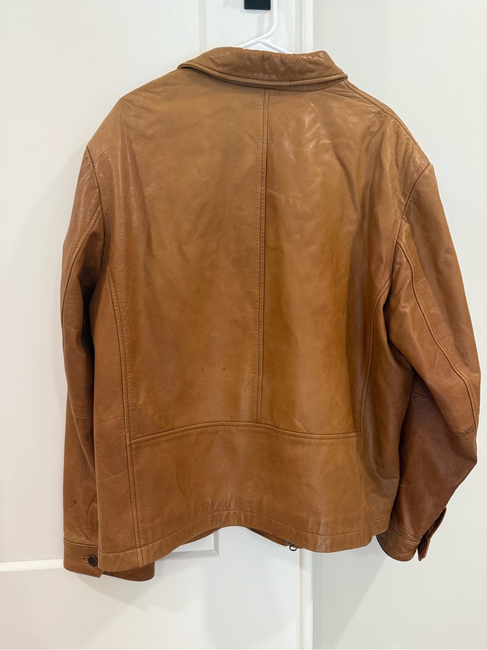 Banana Republic Men's Tan Leather Bomber Jacket - Picture 2 of 6